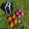 BuyBocceBalls Listing - Unique Bocce Set - 107mm with Orange and Pink Balls, Black Bag view 1