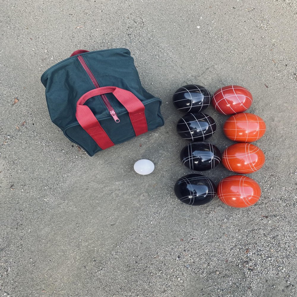 BuyBocceBalls Listing - Made in USA, Premium Quality Official Tournament Bocce Set - 107mm Black and Dark Orange Balls Nylon Bag; Regulation Size Balls 920 Grams (2 lbs. 1 oz.)