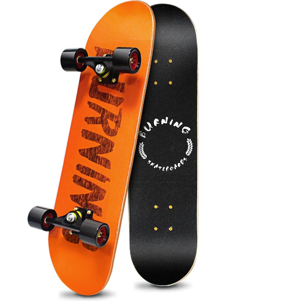 Easy_Way Complete Skateboards- Standard Skateboards for Beginners Kids Boys Girls Teenager- 31''x 8''Canadian Maple Cruiser Pro Skate Board, Skateboards (Orange)