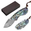 Valentines Day & Birthday Gift for Him - Premium Mini Pocket Folding Knife for Husband, Boyfriend, Father - Smooth Manual Opening, Abalone Shell Handle, Damascus Steel Blade, Luxury Gift Box view 1