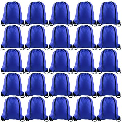 FEPITO 22 Pack Drawstring Bags String Backpack Bulk Sack Cinch Bag Sport Bags for School Gym Traveling (Blue)