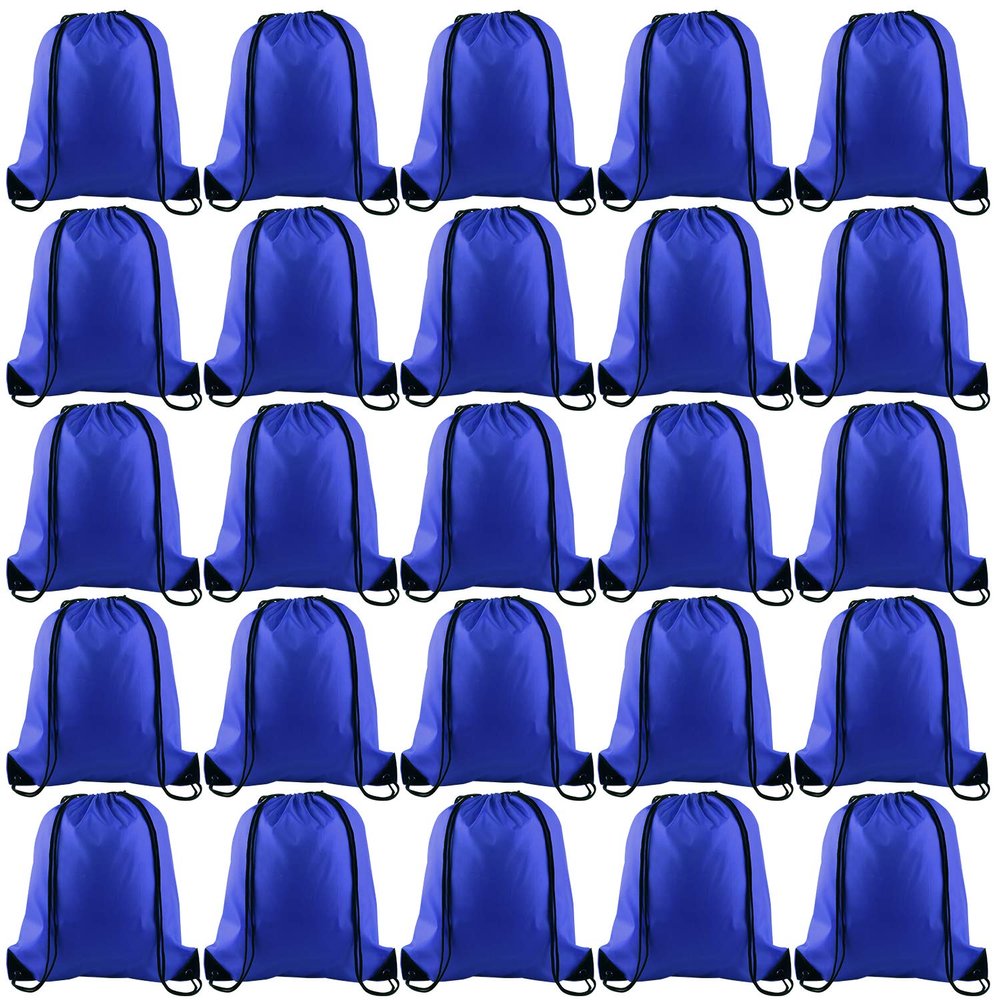 FEPITO 22 Pack Drawstring Bags String Backpack Bulk Sack Cinch Bag Sport Bags for School Gym Traveling (Blue)
