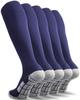 CWVLC Boy's Soccer Socks 5 Pairs Youth Baseball Sport Team Athletic Knee High Long Tube Cotton Compression Socks Navy Blue Small (3Y-5Y Youth/ 4-6 Women) view 1