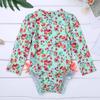 Moily Infant Baby Girls Long Sleeve Floral Ruffles One Piece Swimsuit Rash Guard Shirts Bathing Suit Light Green 18-24 Months view 2