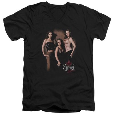 Charmed Three Hot Witches Unisex Adult V-Neck T Shirt for Men and Women, 2X-Large Black