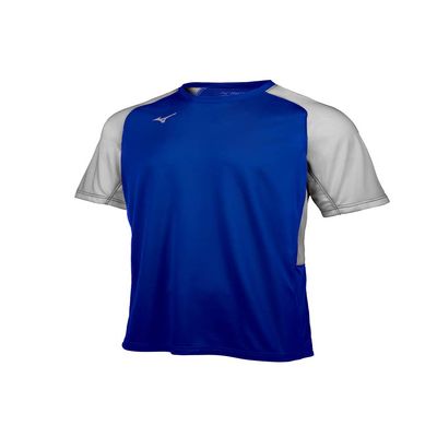 Mizuno Youth Aerolite Crew Baseball Jersey, Royal-Grey, Large