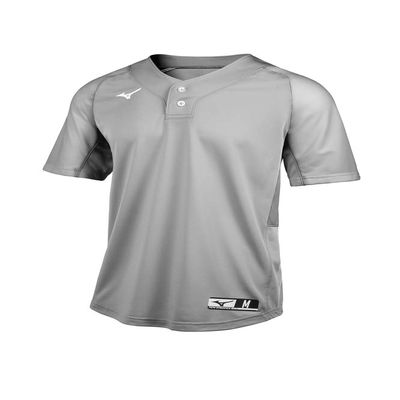 Mizuno Youth Aerolite 2-Button Baseball Jersey, Grey, X-Large