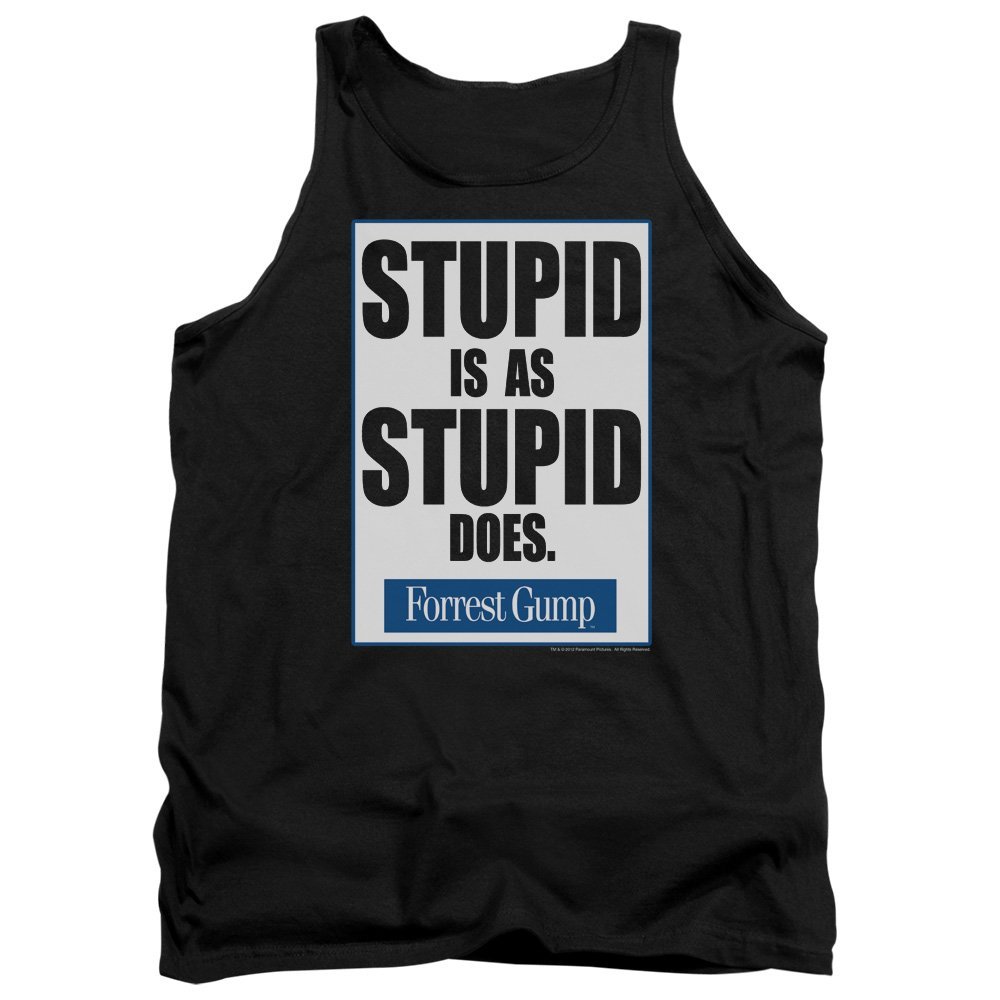 Trevco Forrest Gump Stupid is Unisex Adult Tank Top for Men and Women, 2X-Large Black
