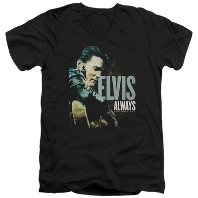 Elvis Presley Always The Original Unisex Adult V-Neck T Shirt for Men and Women, 2X-Large Black