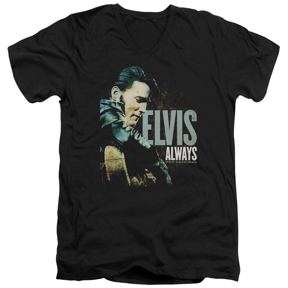 Elvis Presley Always The Original Unisex Adult V-Neck T Shirt for Men and Women, 2X-Large Black