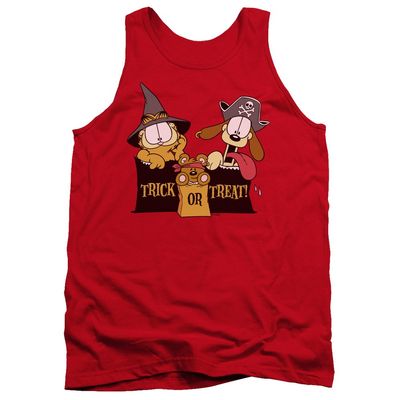 Garfield Trick Or Treat Unisex Adult Tank Top for Men and Women, 2X-Large Red