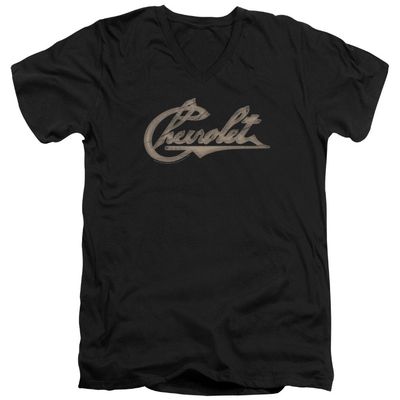 Chevrolet Chevy Script Unisex Adult V-Neck T Shirt for Men and Women, 2X-Large Black