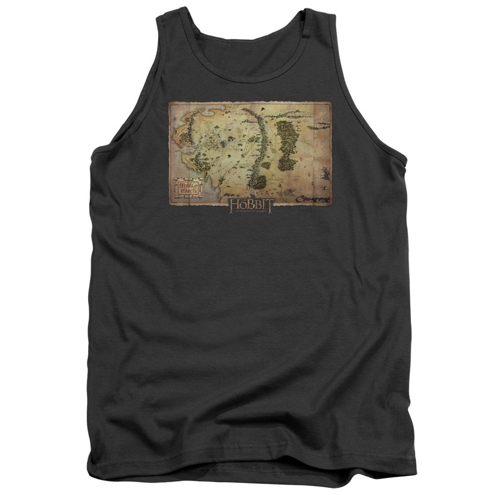 The Hobbit Middle Earth Map Unisex Adult Tank Top for Men and Women, 2X-Large Charcoal