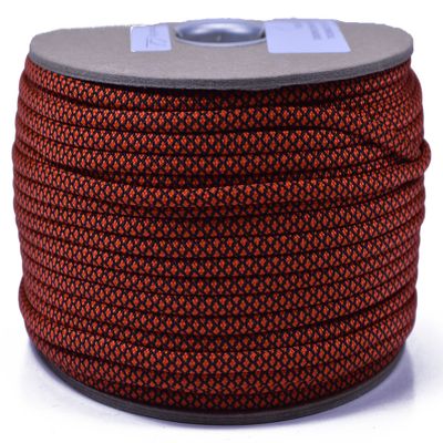 10', 25', 50', 100' Hanks, 250 ft Spool, 1000 Ft Spool of Parachute 550 Cord Type III 7 Strand Paracord - Orange Diamonds - 250 Foot Spool