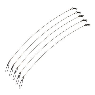 140 lb. 6" 5 Pack Premium Stainless Steel Solid Wire Tooth Shield Tackle Musky Pike Leader Jerk Bait Bucktail