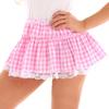 YiZYiF Women's Pleated Short Plaid Gingham Costume Dress Sissy Schoolgirl Cosplay Mini Skirt Pink Medium view 4