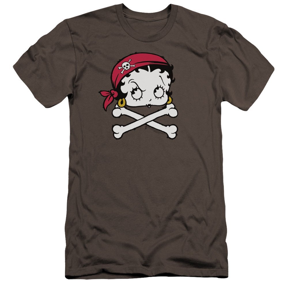 Betty Boop Pirate Unisex Adult Canvas Brand T Shirt for Men and Women, 2X-Large Charcoal
