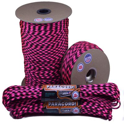 10', 25', 50', 100' Hanks, 250 Ft and 1000Ft Spools of Parachute 550 Cord Type III 7 Strand Paracord - Rose Noche - 1000 Ft Spool
