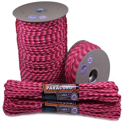 10', 25', 50', 100' Hanks, 250 Ft and 1000Ft Spools of Parachute 550 Cord Type III 7 Strand Paracord - Lovespell - 1000 Ft Spool