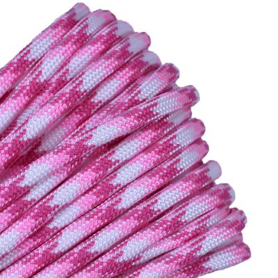 10', 25', 50', 100' Hanks, 250 Ft and 1000Ft Spools of Parachute 550 Cord Type III 7 Strand Paracord - Breast Cancer Awareness - 25 Feet