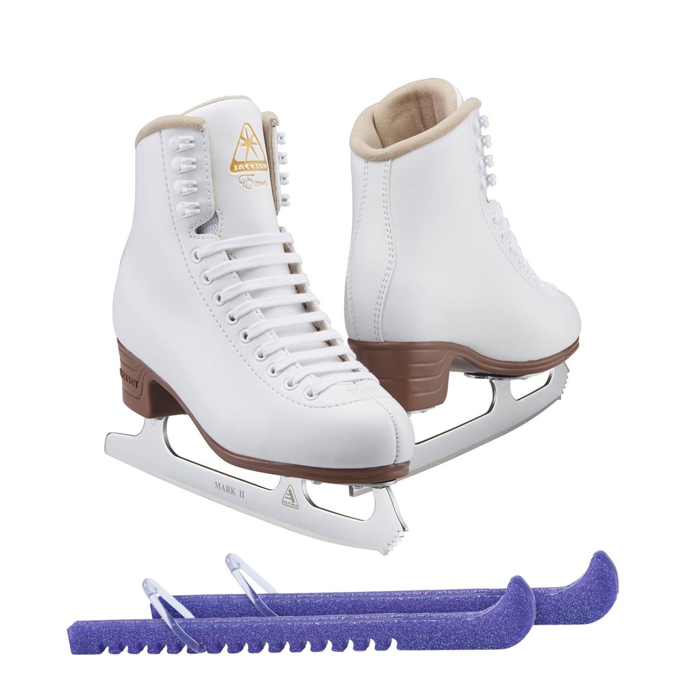 Jackson Ultima Excel JS1290 Women's Ice Skates Width: Medium - C/Size: Adult 7 Bundle with Skate Guards
