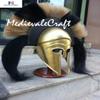 Medieval Roman Greek Corinthian Helmet with Long Plume LARP Fancy Halloween Costume view 1