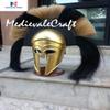 Medieval Roman Greek Corinthian Helmet with Long Plume LARP Fancy Halloween Costume view 2