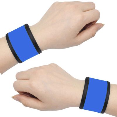 AMNQUERXUS LED Slap Bracelets Light Up Armbands Glow in The Dark Fashing Wristbands Wrist Bands Safety Reflective Running Gear Gifts for Runners Walkers Walking Jogging, Fits Men Women (2-Blue)