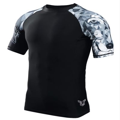Men's Splice UV Sun Protection UPF 50+ Skins Rash Guard Short Sleeves(Wolf,2XL)
