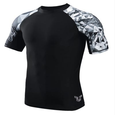 Men's Splice UV Sun Protection UPF 50+ Skins Rash Guard Short Sleeves(Eagle,S)