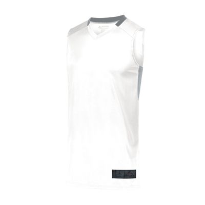 Augusta Sportswear Step-Back Basketball Jersey, White/Silver, L