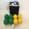BuyBocceBalls Listing - Unique Bocce Set - 107mm with Green and Yellow Balls, Black Bag view 2