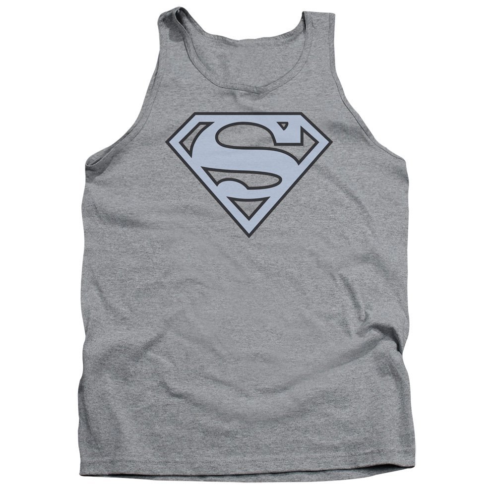 Superman Carolina Blue&Navy Shield Unisex Adult Tank Top for Men and Women, 2X-Large Athletic Heather