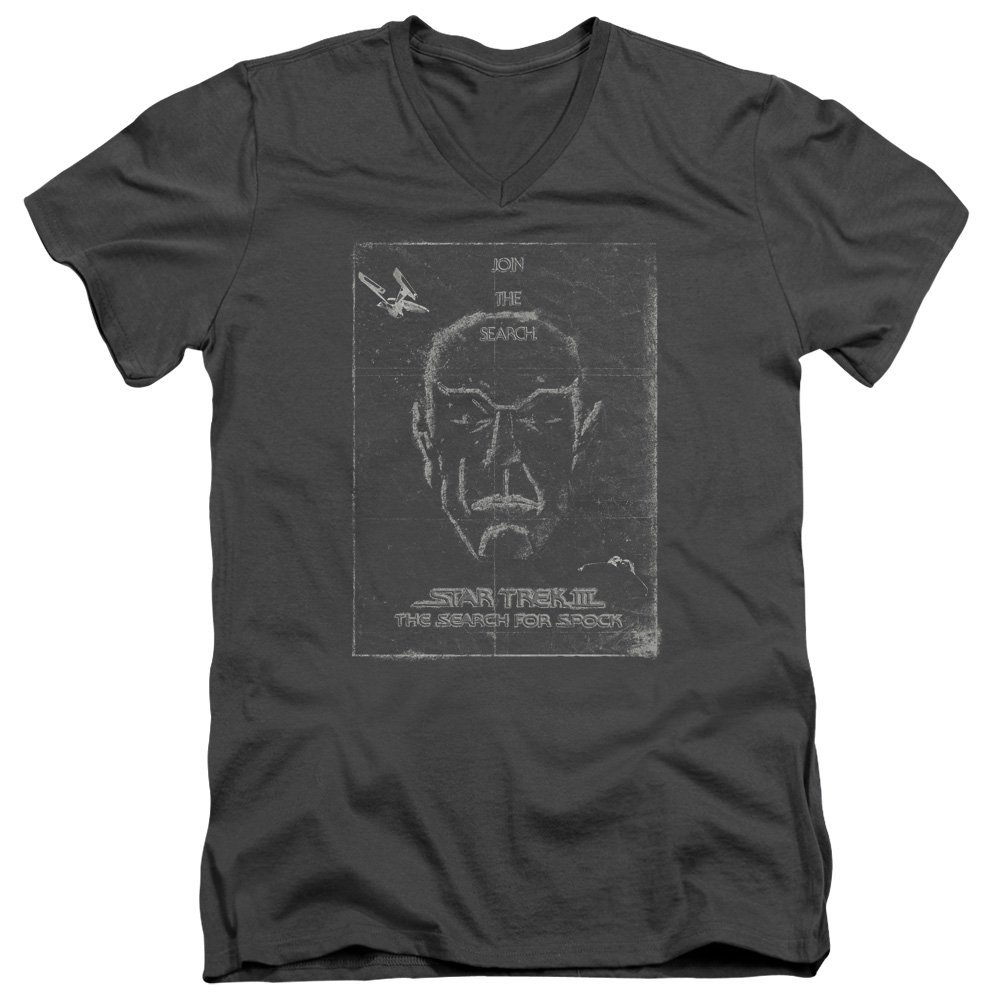 Star Trek Join The Search Unisex Adult V-Neck T Shirt for Men and Women, 2X-Large Charcoal