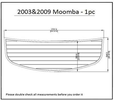 ZY 2003&2009 Moomba - 1pc- 69 3/16 x 25 9/16 Swim Platform Pad 6mm Boat EVA Teak Decking 1/4" 6mm (Medium Grey with Black Lines)