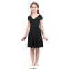 ranrann Kids Big Girls Daily Casual Circle Skirt Solid Color Liturgical Dress School Uniform Black 6 view 3