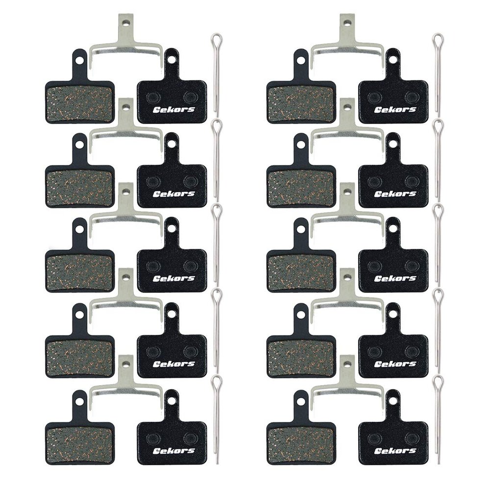 Quiet Semi-Metallic Bicycle Brake Pads - Compatible with Shimano Deore/MT200 & Tektro - Durable, Low Noise, All Weather & Heat Resistant for MTB/Ebike (10 Pairs with Split Pins)