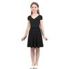 YOOJIA Kids Girls Knee Length A-Line Midi Skirt Dance Performance Casaul Party Skater Skirts School Uniform Skirt Black 8 view 1