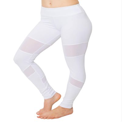 ALWAYS Yoga Pants for Women - High Waisted Mesh Stretch Workout Activewear Leggings White M