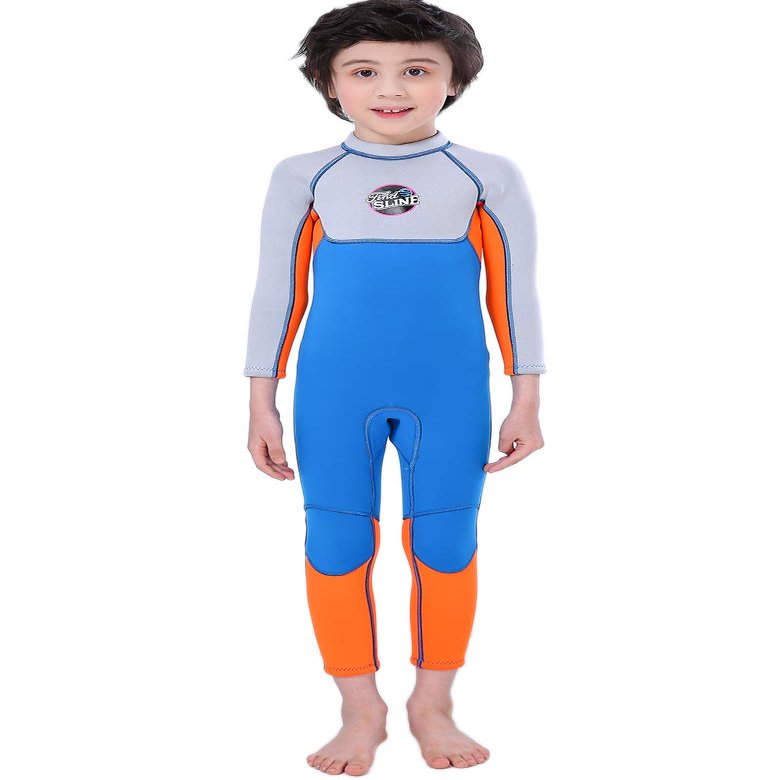 Cokarsey Kids Full Body Wetsuit 2.5mm Neoprene Back Zipper Sun Protection Thermal Swimsuit for Boys