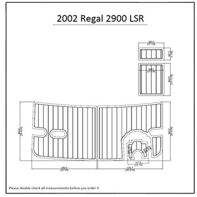 ZY 2002 Regal 2900 LSR Boat Swim Platform Pads 1/4" 6mm EVA Teak Decking (New Light Brown with Black Lines)
