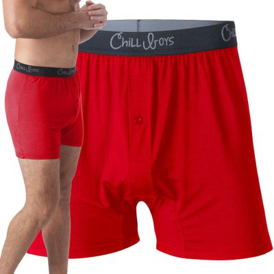 Chill Boys - Cool, Comfortable & Breathable Mens Underwear - Men's Boxers (Small, Red) - Imported 95% Viscose from Bamboo / 5% Spandex