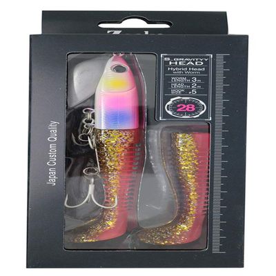 ZEAKE Worm Surf Gravity Head, 1.0 oz (28 g), 005 Pink Back Rainbow Glowberry