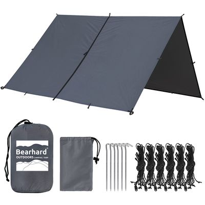 Bearhard 10 x 10 ft/10 x 12 ft Waterproof Rainfly Tarp for Hammock or Tent, Lightweight Multifunctional Camping Shelter for Backpacking, Travel, Outdoor Adventures