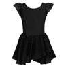 Agoky Girls Sequins Ballet Dance Dress Glitter Tutu Skirted Leotard Ballerina Dancewear Costumes Black Ruffle Sleeve 3-4 view 1