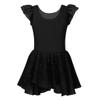 Agoky Girls Sequins Ballet Dance Dress Glitter Tutu Skirted Leotard Ballerina Dancewear Costumes Black Ruffle Sleeve 3-4 view 2