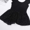 Agoky Girls Sequins Ballet Dance Dress Glitter Tutu Skirted Leotard Ballerina Dancewear Costumes Black Ruffle Sleeve 3-4 view 3