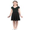 Freebily Big Girls Modest Mid-Knee Length Skater Skirt Lightweight Stretchy Full A-Line Pleated School Uniform Dress Black 8 view 4