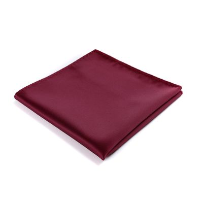 fortunatever Mens Solid Satin Pocket Square(Burgundy Red)