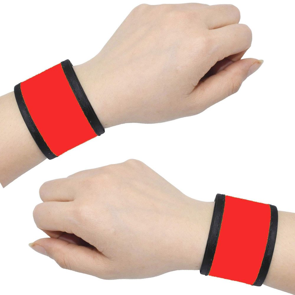 AMNQUERXUS LED Slap Bracelets Light Up Armbands Glow in The Dark Fashing Wristbands Wrist Bands Safety Reflective Running Gear for Runners Walkers Walking Jogging, Fits Men Women (2-Red)